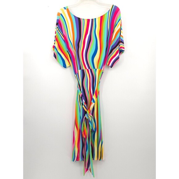 Eloquii striped Wrap Around Dress Womens Plus Size 16 rainbow stretch knit - Picture 9 of 11